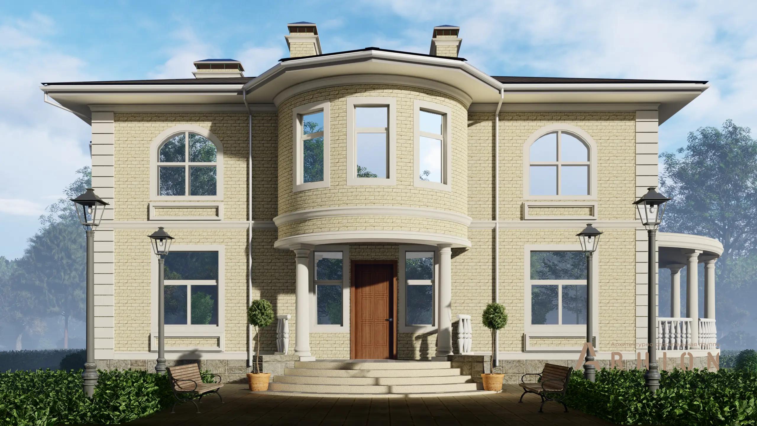 9. Проект двухэтажного дома в современном классическом стиле с четырехскатной, H-1302, площадью - 279 кв c терассой, балконом, эркером